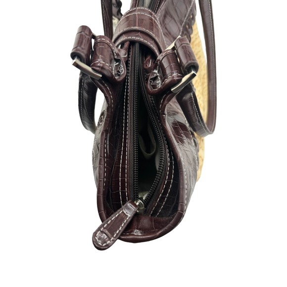 Straw Tote Handbag‎ Heart Accents Silver Buckle - Picture 7 of 14